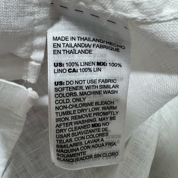 Chico’s Womens 100% Linen Blouse Size 2 US Sz 12 White Pink Floral Print No Iron - Picture 6 of 6